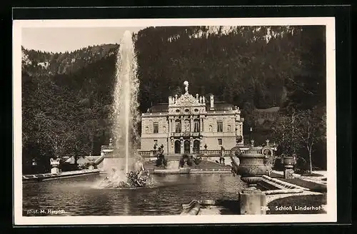 AK Ettal, Schloss Linderhof mit Fontäne