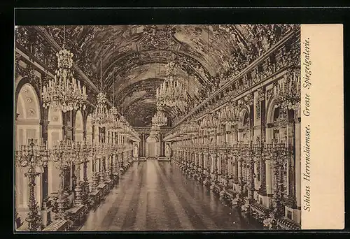 AK Herrenchiemsee, Grosse Spiegelgalerie im Schloss