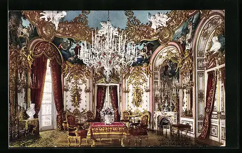 AK Herrenchiemsee, Speisezimmer im Kgl. Schloss