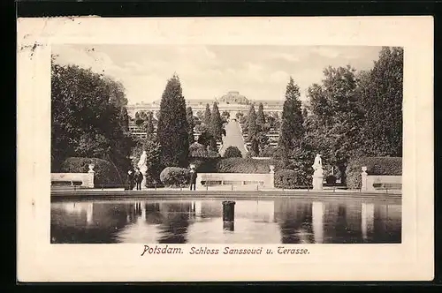 AK Potsdam, Schloss Sanssouci und Terrasse