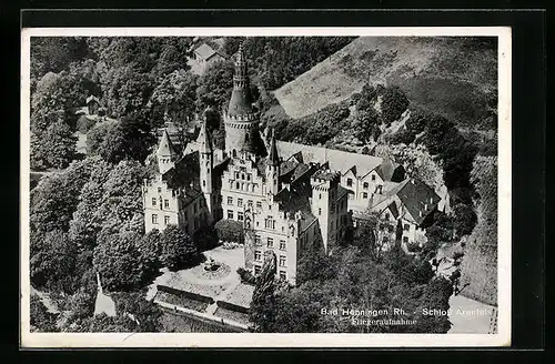 AK Bad Hönningen a. Rh., Schloss Arenfels vom Flugzeug aus