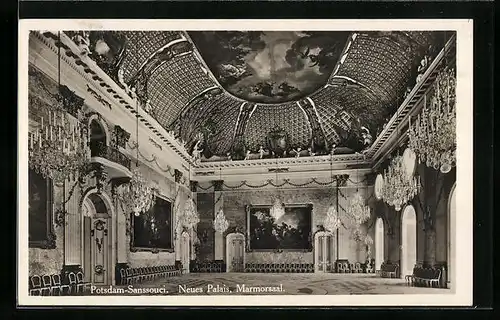AK Potsdam-Sanssouci, Marmorsaal im Neues Palais