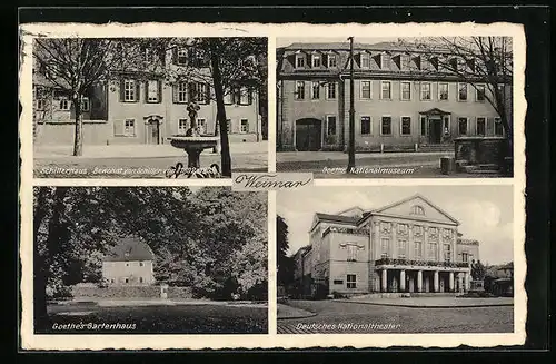 AK Weimar, Schillerhaus, Goethe-Nationalmuseum, Deutsches Nationaltheater