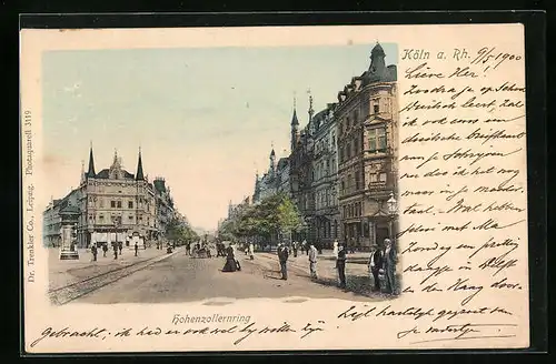 AK Köln-Neustadt, Hohenzollernring mit Passanten und Litfasssäule