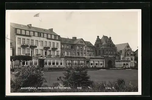 AK Andernach, Rheinhotels mit Rheintor