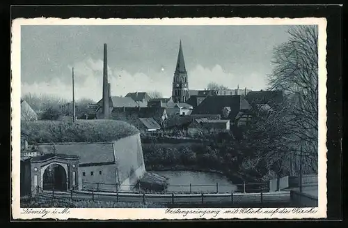 AK Dömitz i. M., Festungseingang mit Blick auf die Kirche