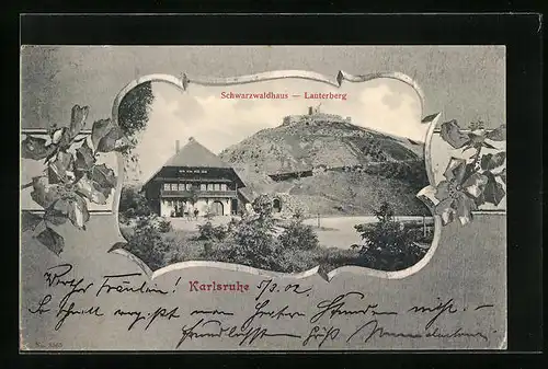 AK Karlsruhe, Schwarzwaldhaus am Lauterberg, Passepartout