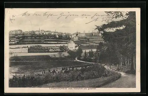 AK Lüdenscheid, Panoramablick vom Volksfeld aus gesehen