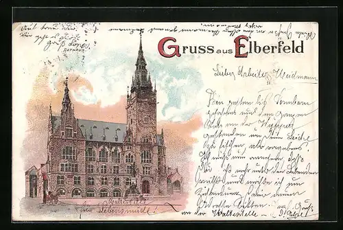 Lithographie Elberfeld, Rathaus