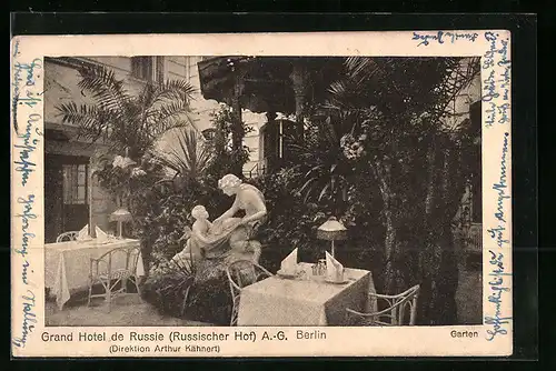 AK Berlin, Grand Hotel Russischer Hof, Garten, Georgenstrasse 21-22