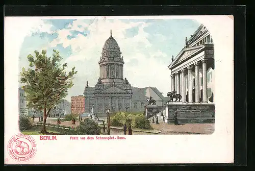 Lithographie Berlin, Gendarmenmarkt, Schauspielhaus