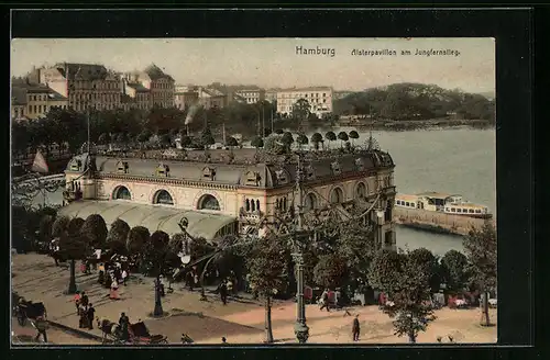 AK Hamburg-Neustadt, Alsterpavillon am Jungfernstieg aus der Vogelschau