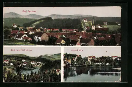 AK Bad Sachsa, Teilansicht, Blick vom Pfaffenberg, Schmelzteich