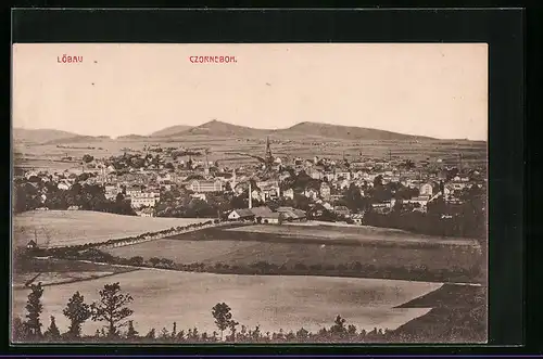 AK Löbau /Sa., Stadtpanorama mit Czorneboh