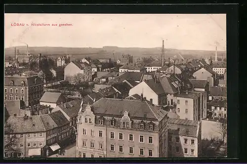 AK Löbau /Sa., Ortsansicht vom Nicolaiturm aus gesehen