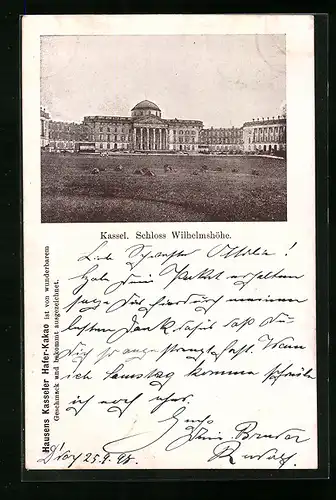 AK Kassel, Ansicht des Schlosses Wilhemshöhe