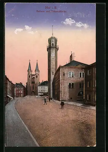 AK Hof i. B., Rathaus und Michaeliskirche