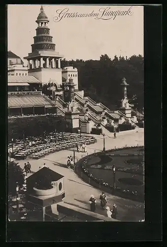 AK Berlin-Halensee, Lunapark, Restaurant und Freitreppe