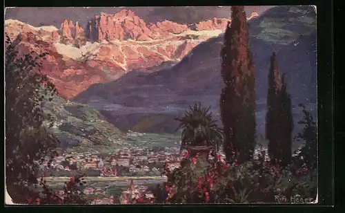 Künstler-AK Rudolf Alfred Höger: Bolzano, Bolzano col Catinaccio