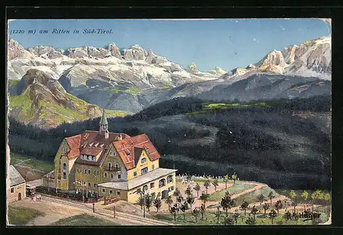 Künstler-AK Rudolf Alfred Höger: Oberbozen am Ritten, Panorama