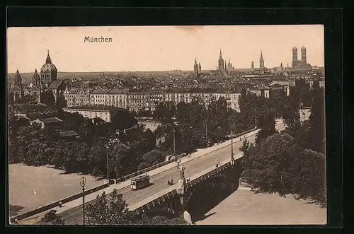 AK München, Gesamtansicht aus der Vogelschau