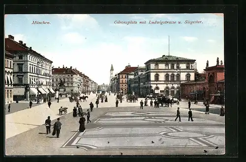 AK München, Odeonsplatz mit Ludwigstrasse und Siegestor