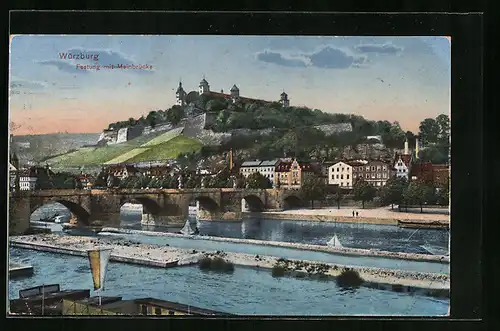 AK Würzburg, Festung mit Mainbrücke