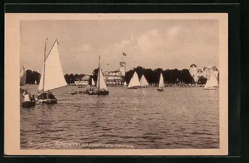 AK Hamburg, Aussenalster mit Uhlenhorster Fährhaus