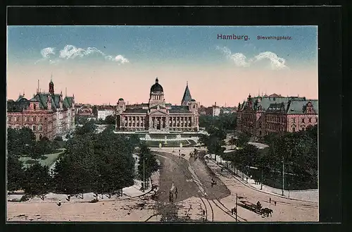AK Hamburg, Sievekingplatz aus der Vogelschau