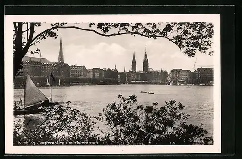 AK Hamburg, Jungfernstieg und Alsterdamm