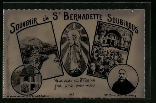 Zelluloid-AK Lourdes, St. Bernadette Soubirous