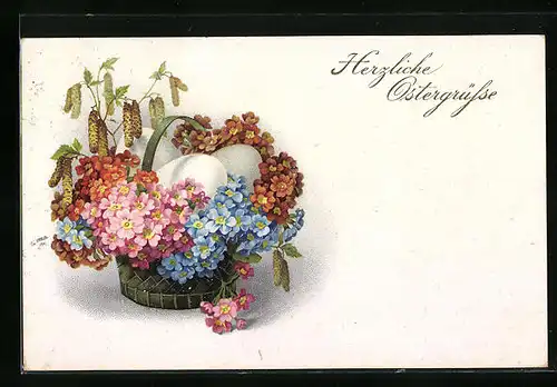 Künstler-AK Meissner & Buch (M&B) Serie 2451: Ostergruss mit Blumengesteck