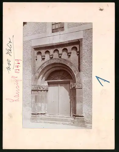 Fotografie Brück & Sohn Meissen, Ansicht Lausigk, Portal der Stadtkirche