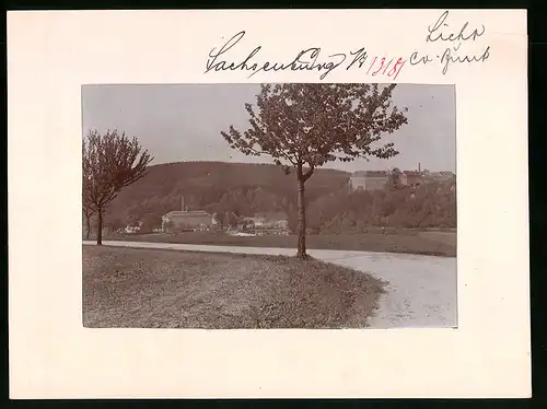 Fotografie Brück & Sohn Meissen, Ansicht Frankenberg i. Sa., Blick nach der Fischerschänke und em Schloss Sachsenburg