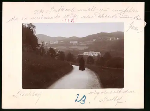 Fotografie Brück & Sohn Meissen, Ansicht Karlsbad, Weg oberhalb dem Posthof mit Blick zur Stadt