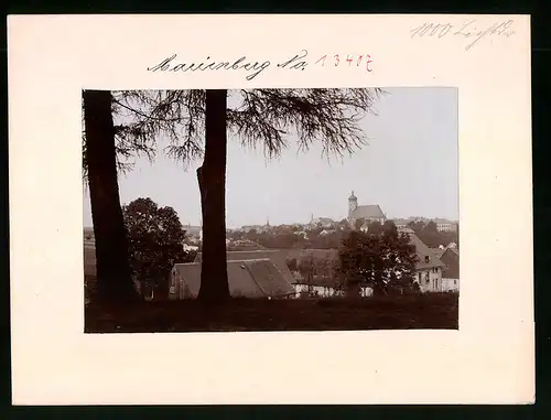 Fotografie Brück & Sohn Meissen, Ansicht Marienberg i. Sa., Blick aus dem Wald über die Stadt