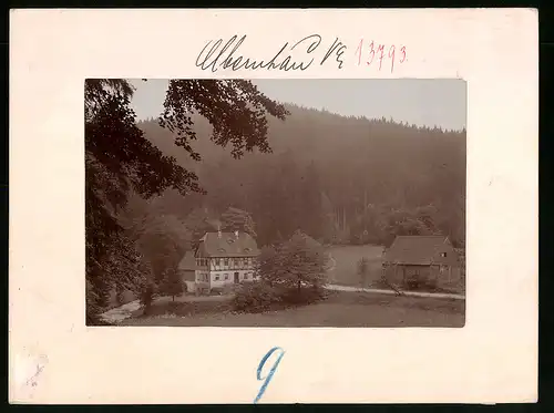 Fotografie Brück & Sohn Meissen, Ansicht Olbernhau i. Erzg., Blick auf ein Gutshaus im Natschungtal