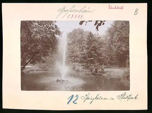 Fotografie Brück & Sohn Meissen, Ansicht Grossenhain, Springbrunnen im Stadtpark