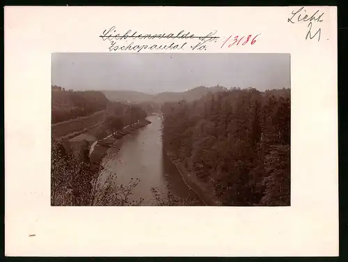 Fotografie Brück & Sohn Meissen, Ansicht Zschopautal, Blick vom Harrasfelsen in das Zschopautal