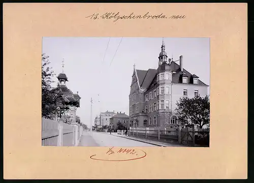 Fotografie Brück & Sohn Meissen, Ansicht Radebeul, Pestalozzistrasse am Rathaus mit Gartenpavillon und Wohnhäusern
