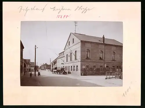 Fotografie Brück & Sohn Meissen, Ansicht Zitzschewig, Blick in die Meissner Strasse am Gasthof zu Zitzschewig