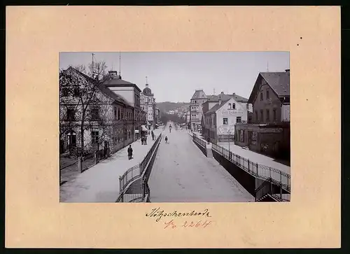 Fotografie Brück & Sohn Meissen, Ansicht Kötzschenbroda, Blick in die Bahnhofstrasse mit Cafe Lehmann, Hotel Restaurant