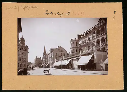 Fotografie Brück & Sohn Meissen, Ansicht Bodenbach / Elbe, Teplitzer Strasse mit den Hotels Elbhof und Wettiner Hof