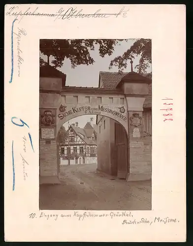 Fotografie Brück & Sohn Meissen, Ansicht Grünthal i. Sa., Eingang zum Kupferhammer Sächs. Kupfer u. Messingwerke Lange
