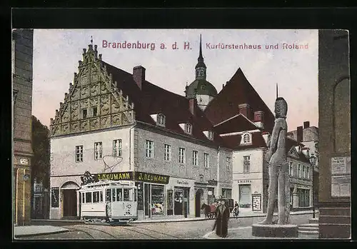 AK Brandenburg a. d. H., Kurfürstenhaus und Roland