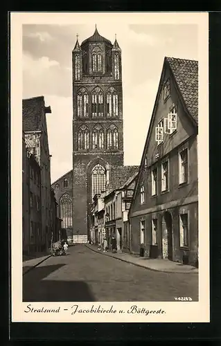 AK Stralsund, Jacobikirche und Böttgerstrasse