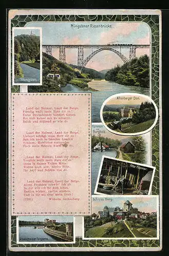 AK Müngsten, Riesenbrücke, Altenberger Dom, Schloss Burg & Hammer im Burgholz