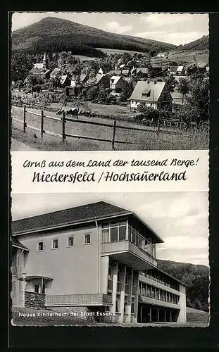 AK Niedersfeld / Hochsauerland, Panorama und Kinderheim der Stadt Essen