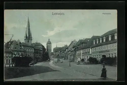 AK Lichtenfels, Marktplatz mit Hotel Krone und Kirche