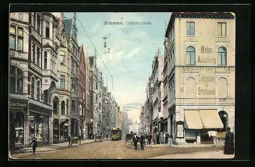 AK Bremen, Obernstrasse mit Strassenbahn